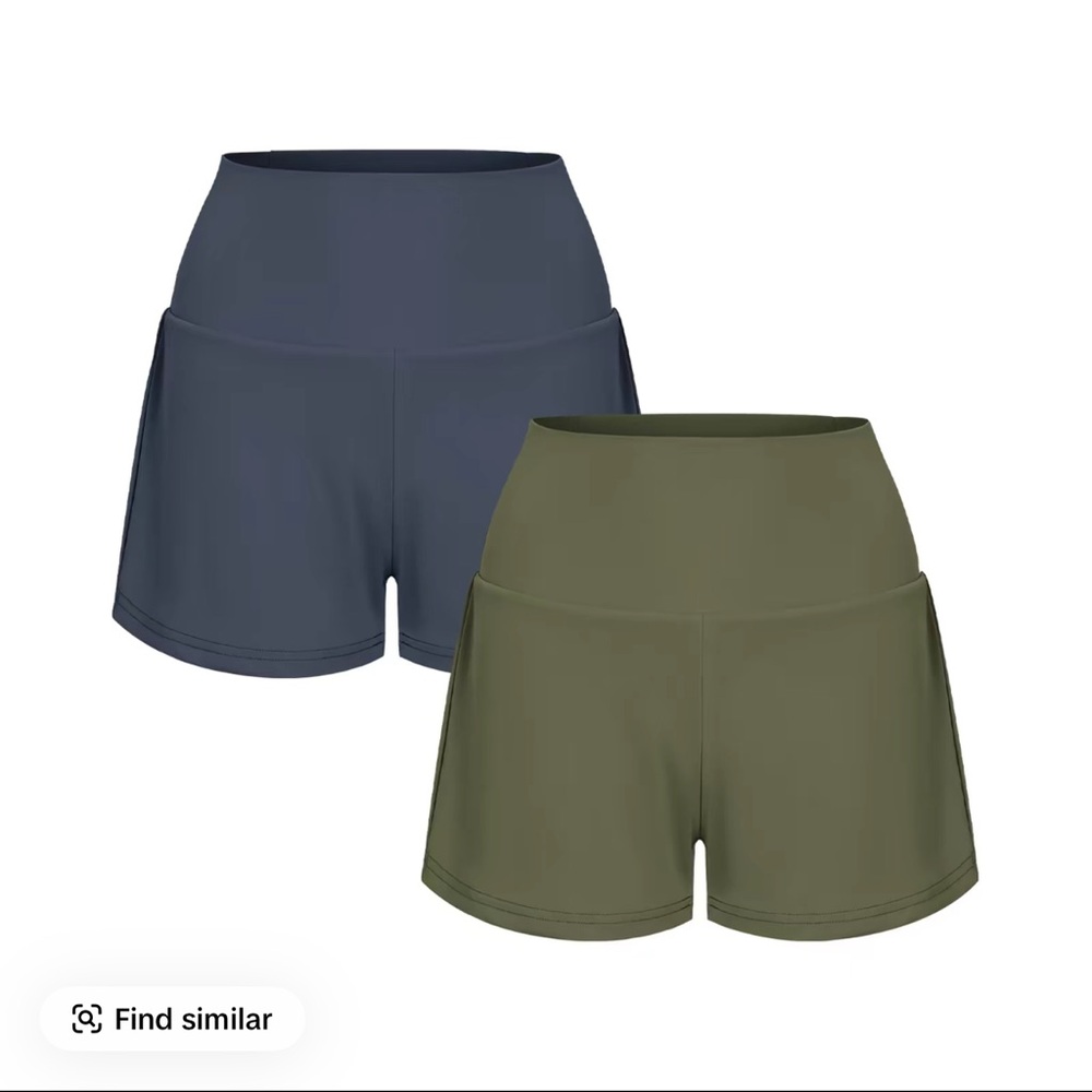 HALARA Women's Athletic Shorts - Dark Blue and Olive Green Set of 2